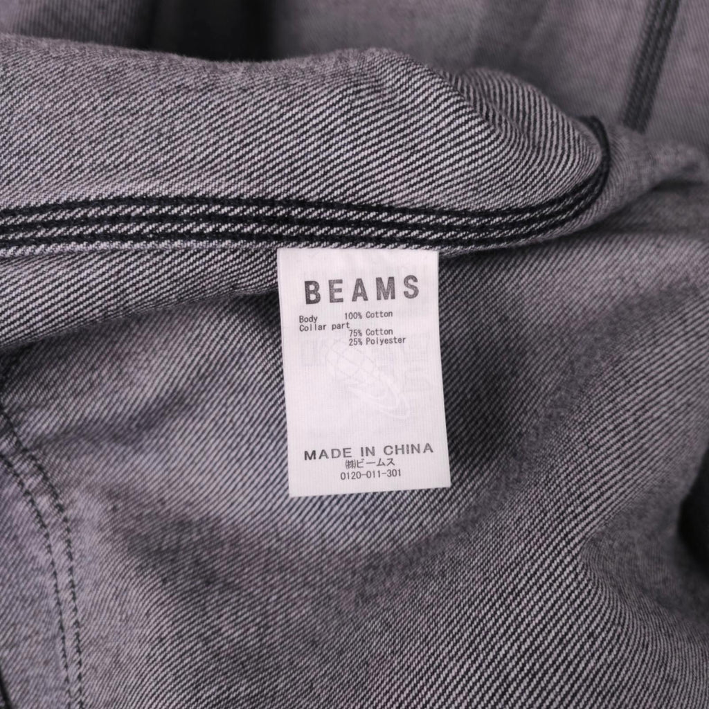 BEAMS Men's Grey Denim Oversized Fit Chore Jacket