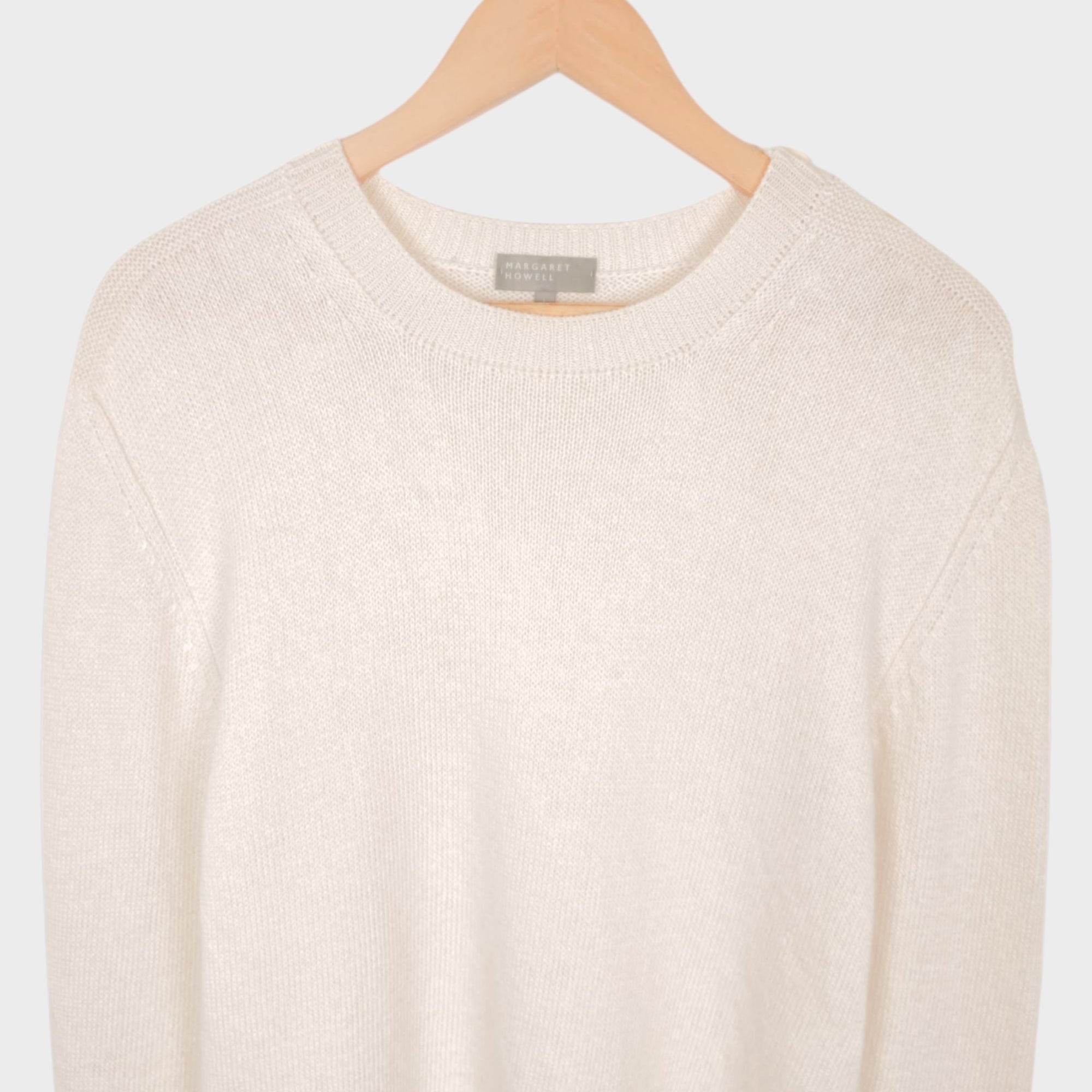 MARGARET HOWELL Men's Ecru Made in Scotland Heavy Linen/Wool Blend Jumper