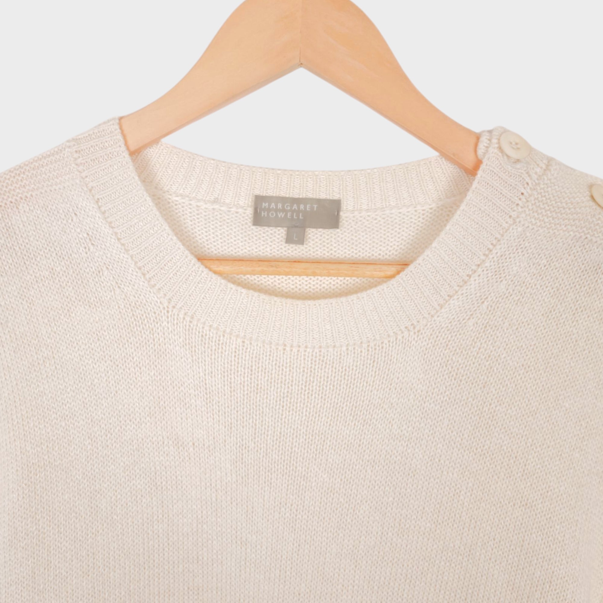 MARGARET HOWELL Men's Ecru Made in Scotland Heavy Linen/Wool Blend Jumper