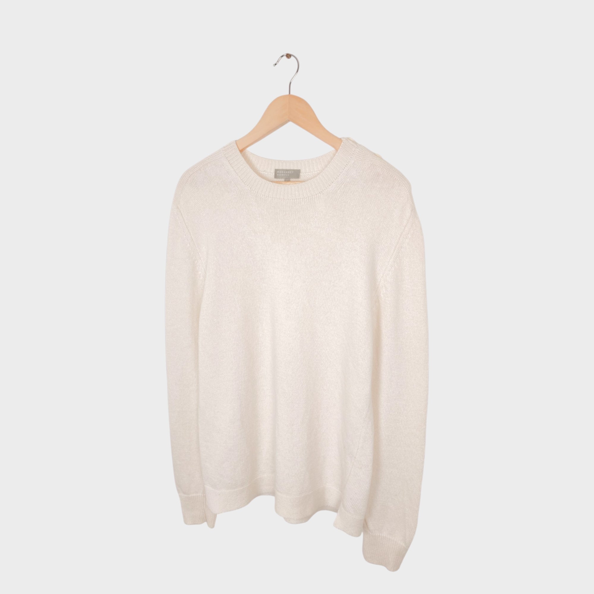 MARGARET HOWELL Men's Ecru Made in Scotland Heavy Linen/Wool Blend Jumper