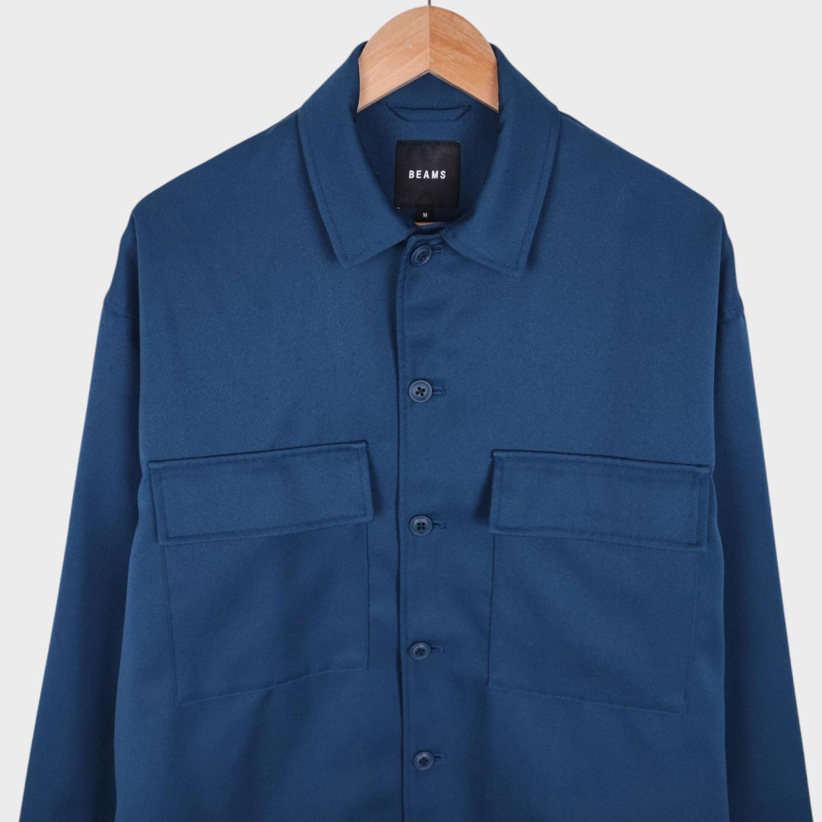 BEAMS Men's Dark Blue Relaxed Fit Cropped Jacket