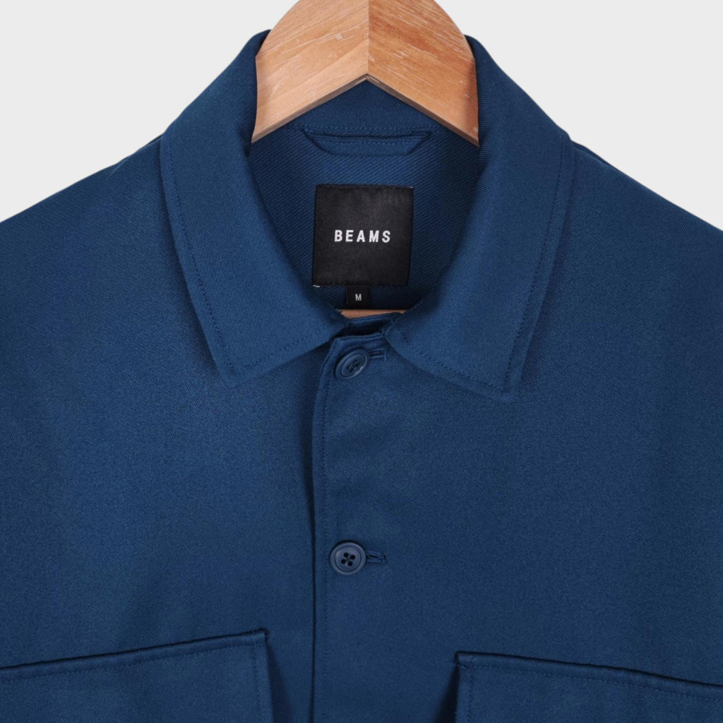 BEAMS Men's Dark Blue Relaxed Fit Cropped Jacket