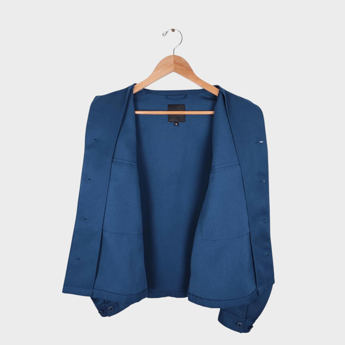 BEAMS Men's Dark Blue Relaxed Fit Cropped Jacket