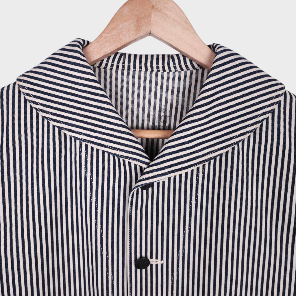 BUZZ RICKSON Men's Made in Japan WW2 USN Hickory Stripe Repro Shawl Collar Chore Jacket