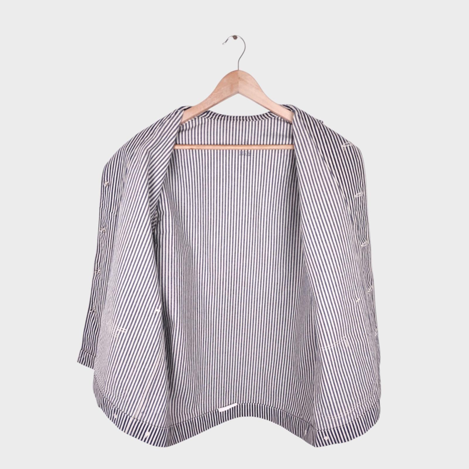 BUZZ RICKSON Men's Made in Japan WW2 USN Hickory Stripe Repro Shawl Collar Chore Jacket