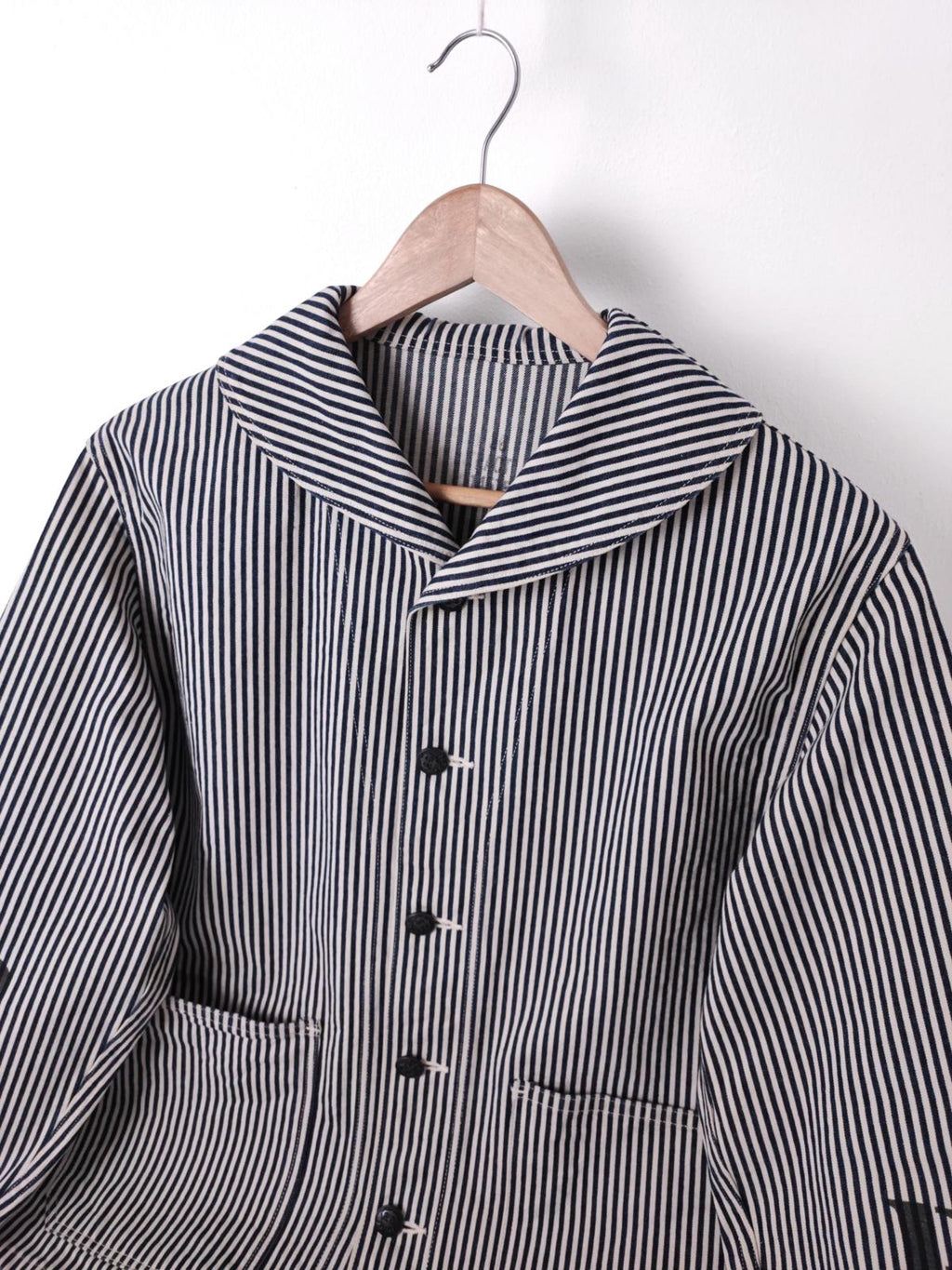 BUZZ RICKSON Men's Made in Japan WW2 USN Hickory Stripe Repro Shawl Collar Chore Jacket