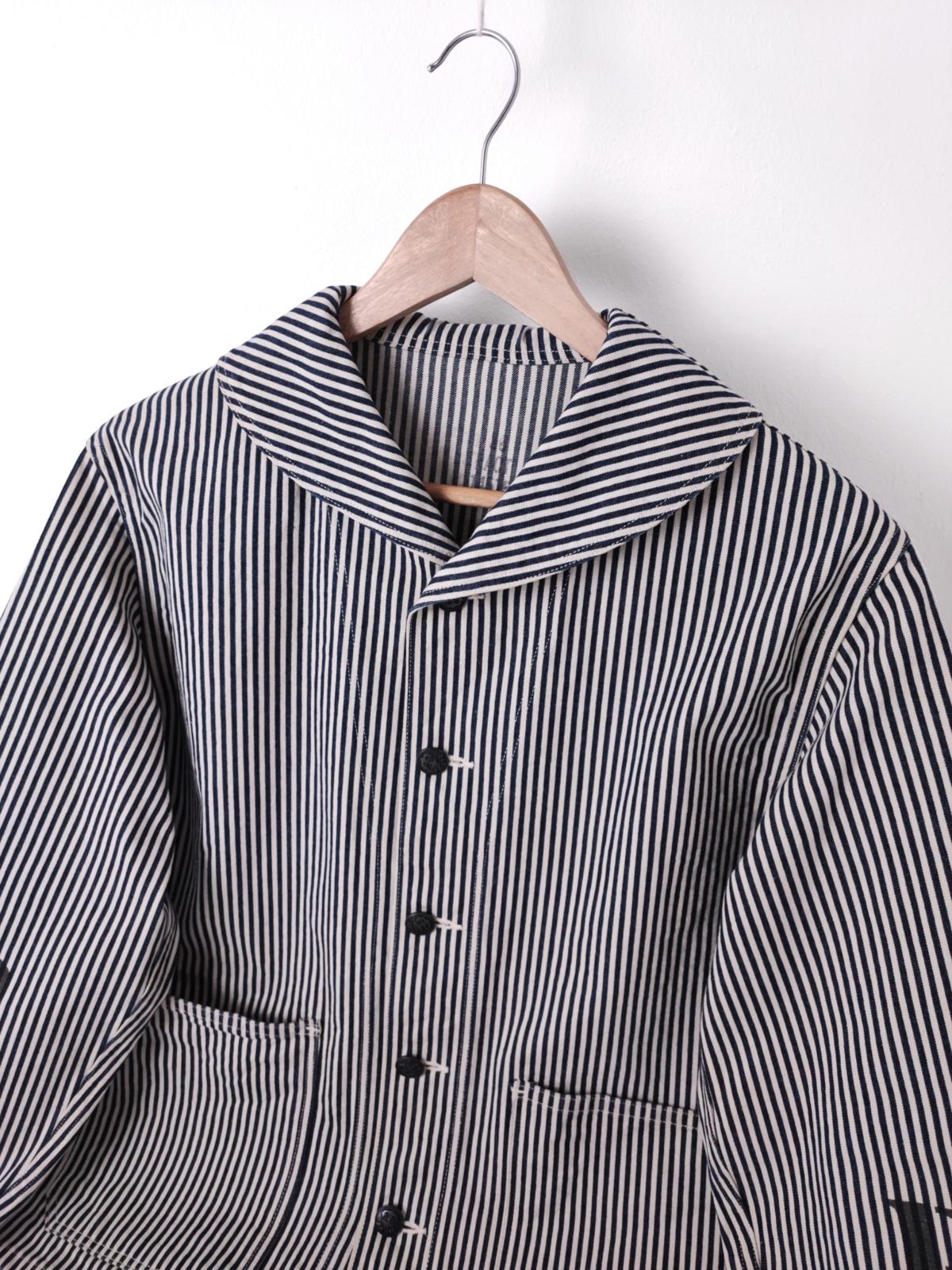 BUZZ RICKSON Men's Made in Japan WW2 USN Hickory Stripe Repro Shawl Collar Chore Jacket