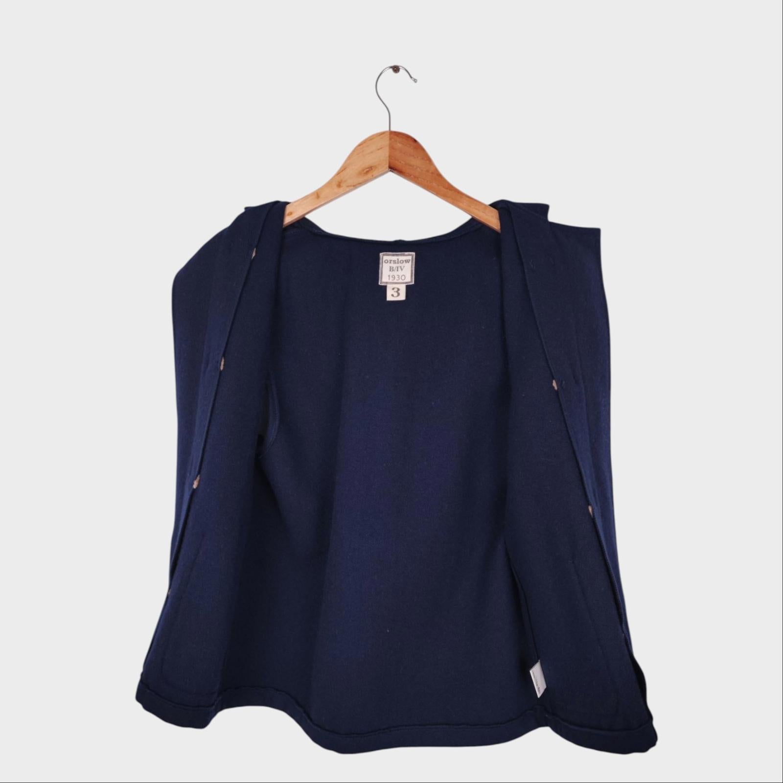 ORSLOW Men's Navy Blue Made in Japan Wool Hooded Duffle Vest