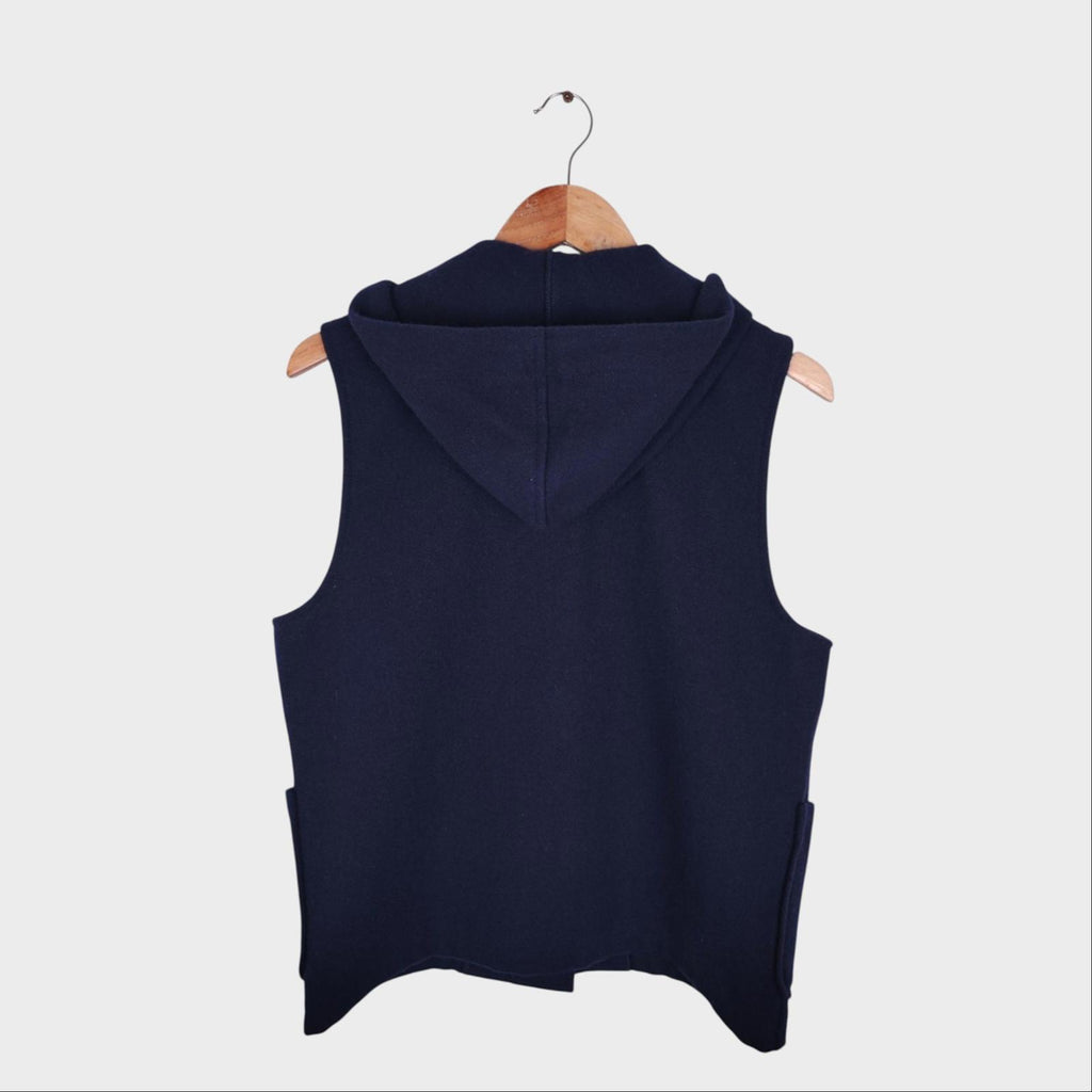 ORSLOW Men's Navy Blue Made in Japan Wool Hooded Duffle Vest