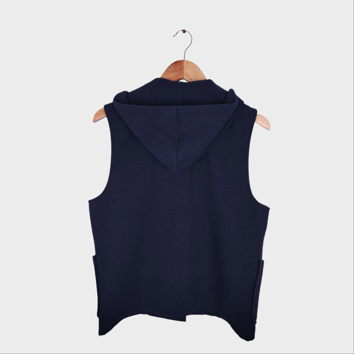 ORSLOW Men's Navy Blue Made in Japan Wool Hooded Duffle Vest