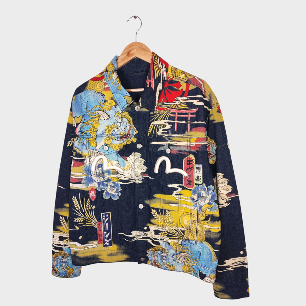 EVISU Men's Komainu Japanese Printed Denim Jacket