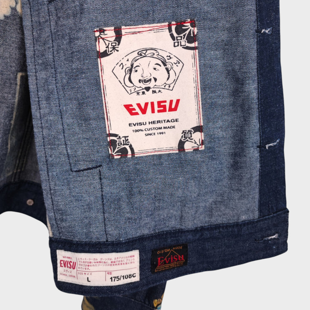 EVISU Men's Komainu Japanese Printed Denim Jacket