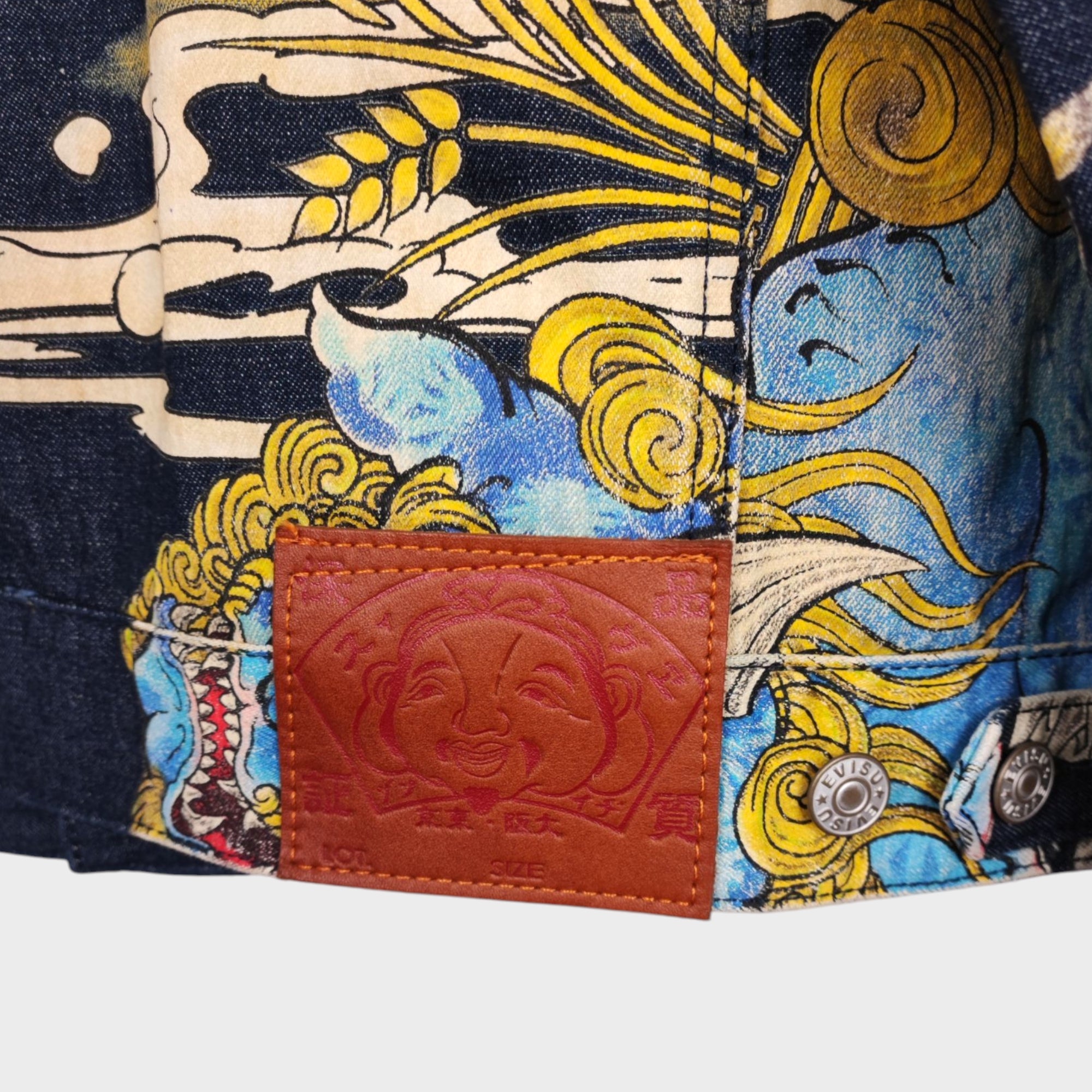EVISU Men's Komainu Japanese Printed Denim Jacket