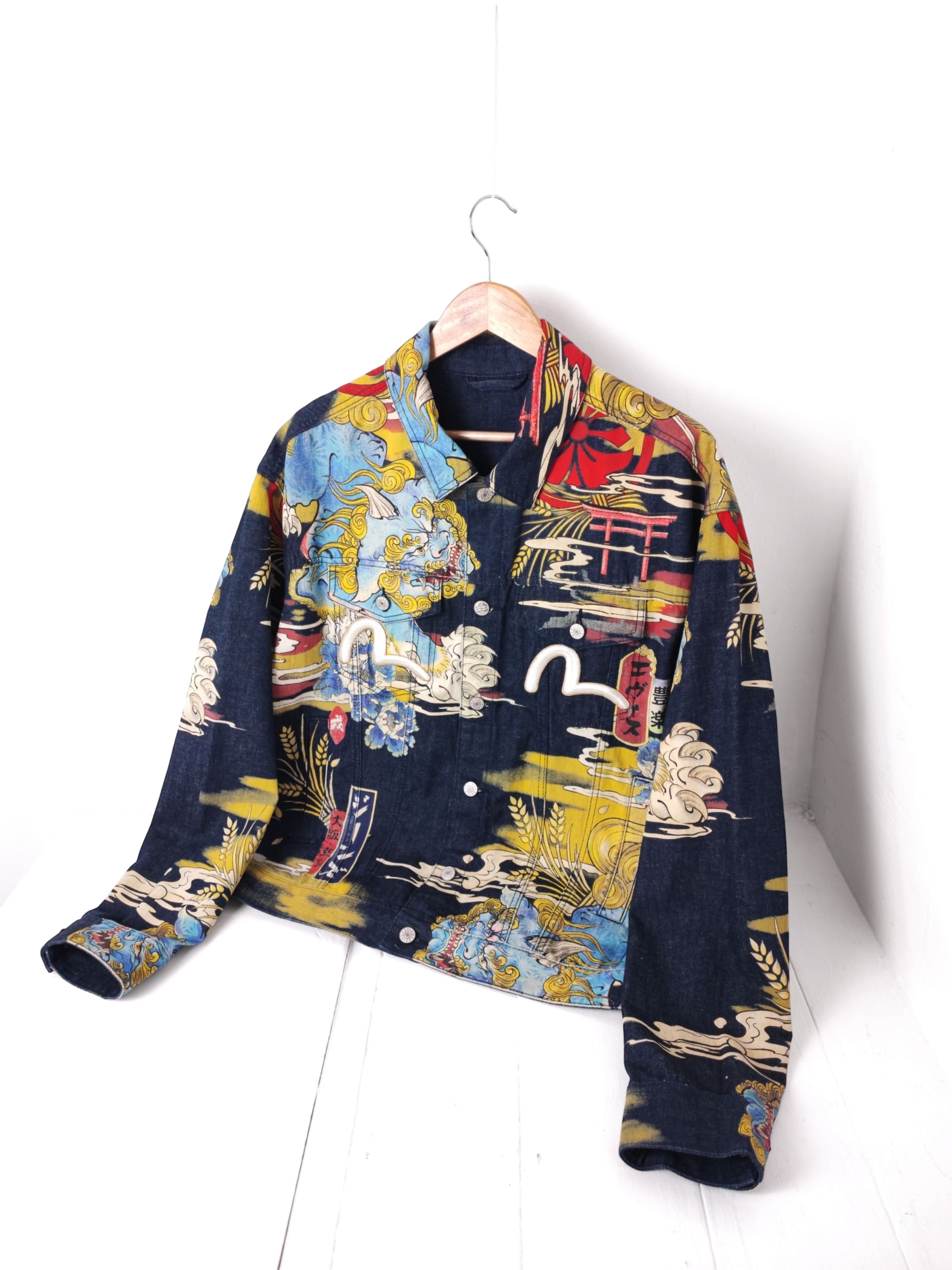 EVISU Men's Komainu Japanese Printed Denim Jacket