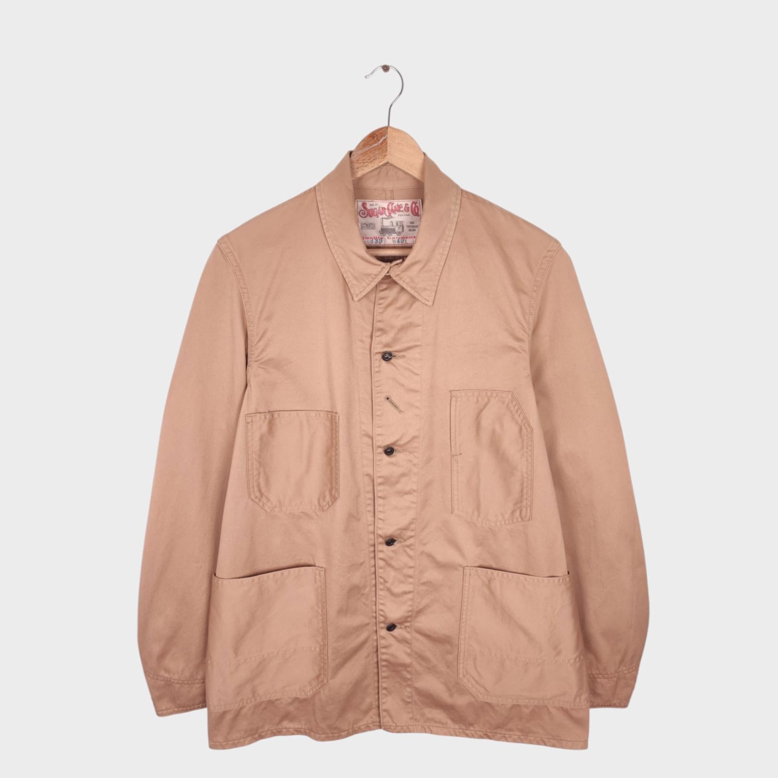 SUGAR CANE Men's Made in Japan Beige Cotton Twill Chore Jacket