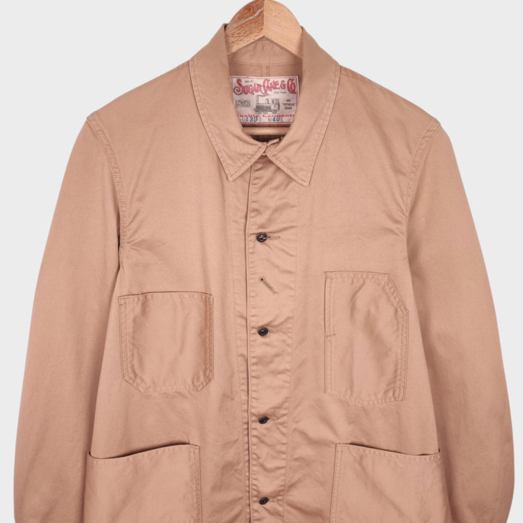 SUGAR CANE Men's Made in Japan Beige Cotton Twill Chore Jacket