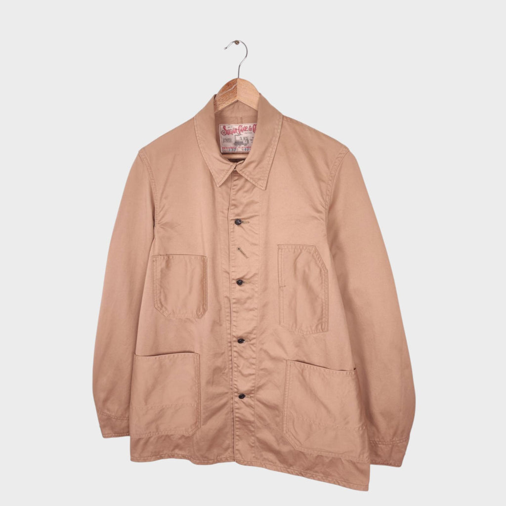 SUGAR CANE Men's Made in Japan Beige Cotton Twill Chore Jacket