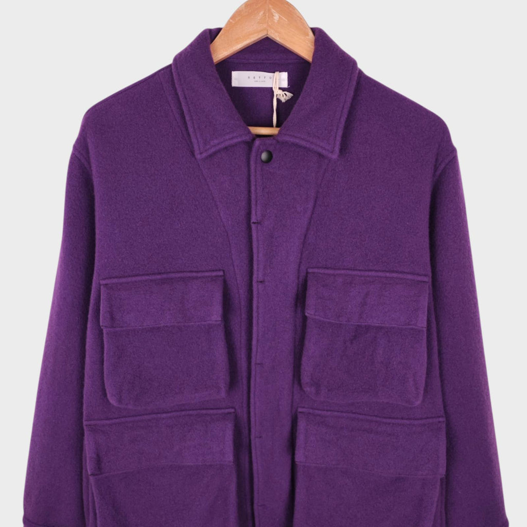 SETTO Men's Made in Japan Purple Wool Blend Field Jacket