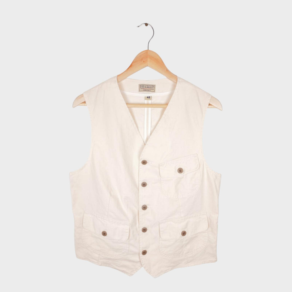 MANIFATTURA CECCARELLI Men's Cream Made in Italy Waistcoat