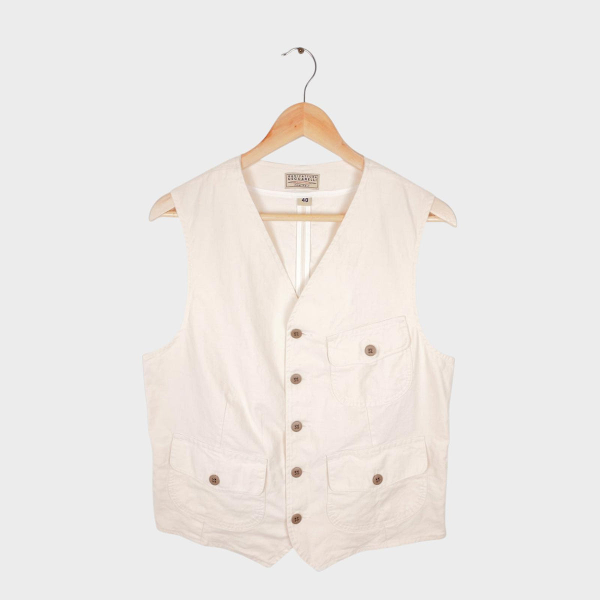 MANIFATTURA CECCARELLI Men's Cream Made in Italy Waistcoat