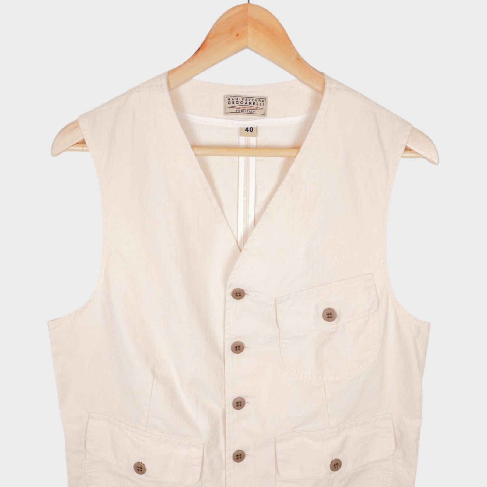 MANIFATTURA CECCARELLI Men's Cream Made in Italy Waistcoat