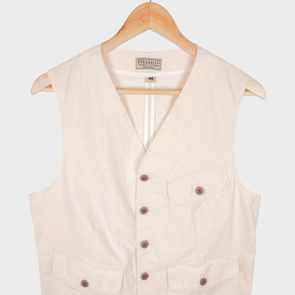 MANIFATTURA CECCARELLI Men's Cream Made in Italy Waistcoat