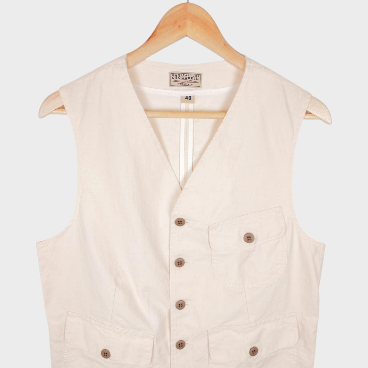 MANIFATTURA CECCARELLI Men's Cream Made in Italy Waistcoat