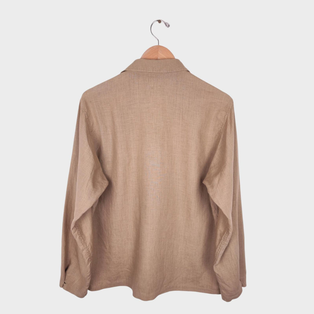 CORONA UTILITY Men's Made in Japan Beige 100% Linen Military Overshirt
