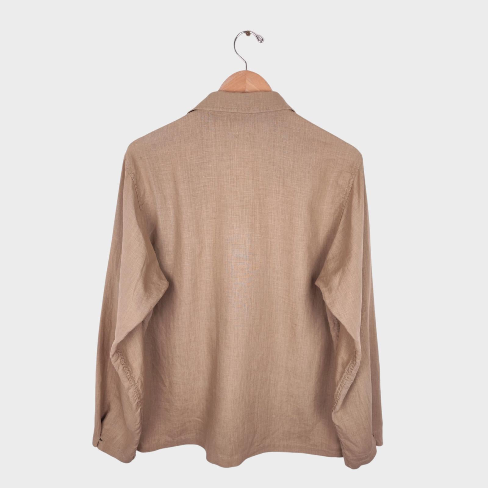 CORONA UTILITY Men's Made in Japan Beige 100% Linen Military Overshirt