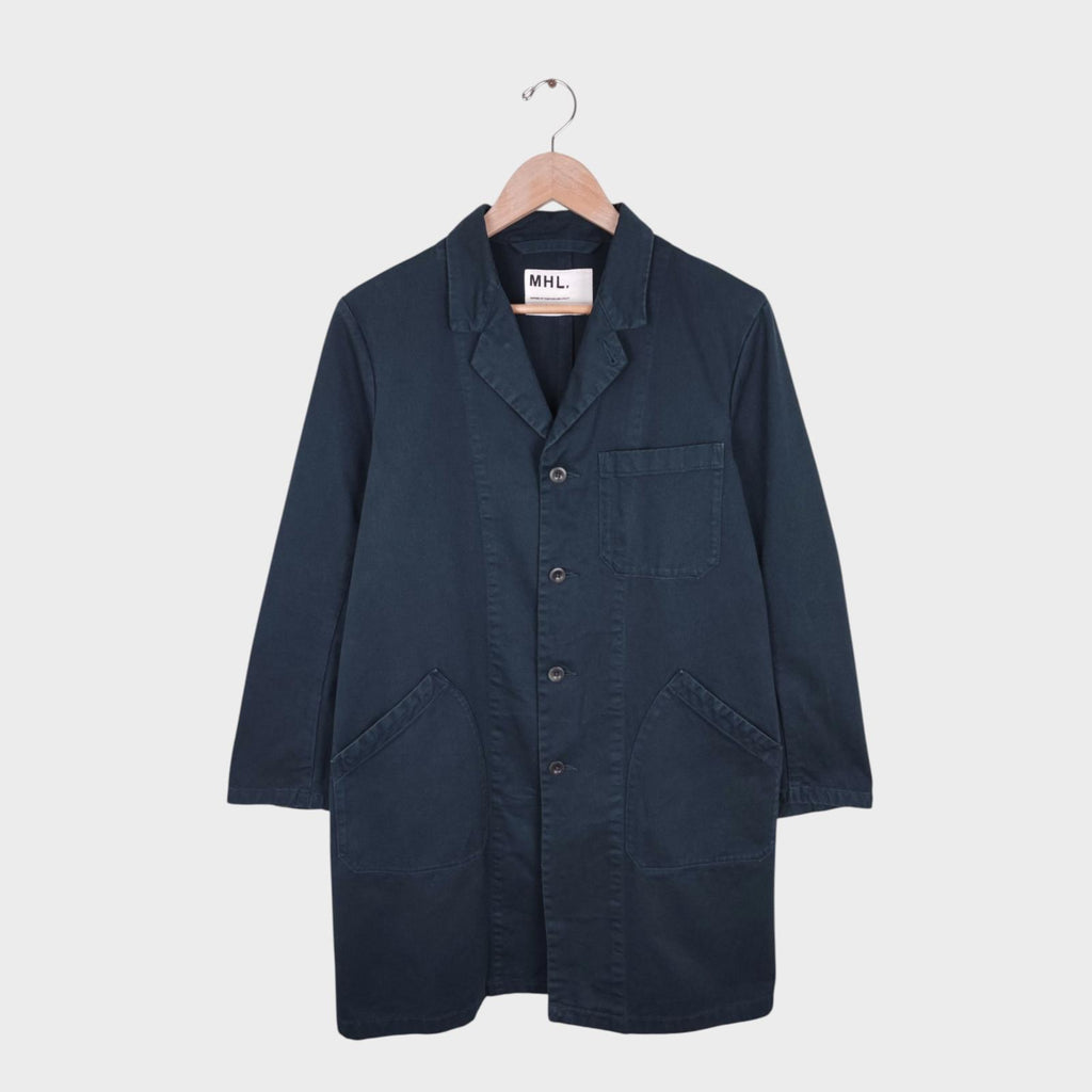 MHL MARGARET HOWELL Men's Navy Blue Cotton Twill Atelier Shop Coat