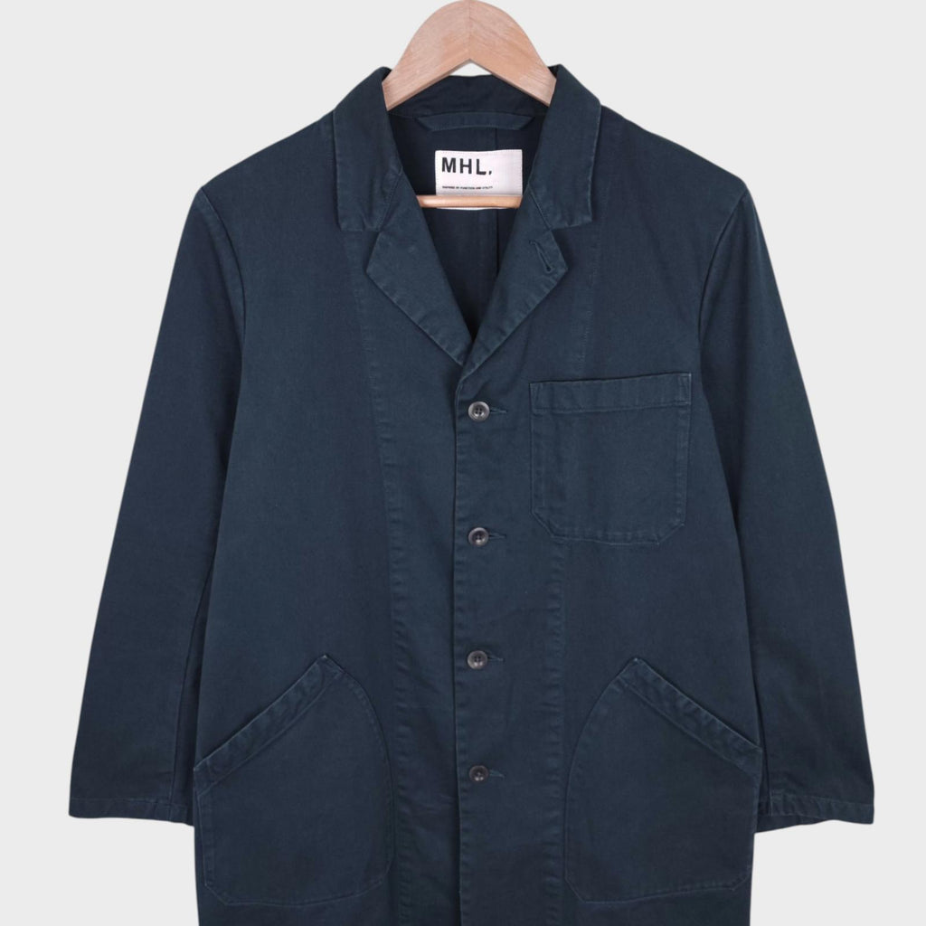 MHL MARGARET HOWELL Men's Navy Blue Cotton Twill Atelier Shop Coat