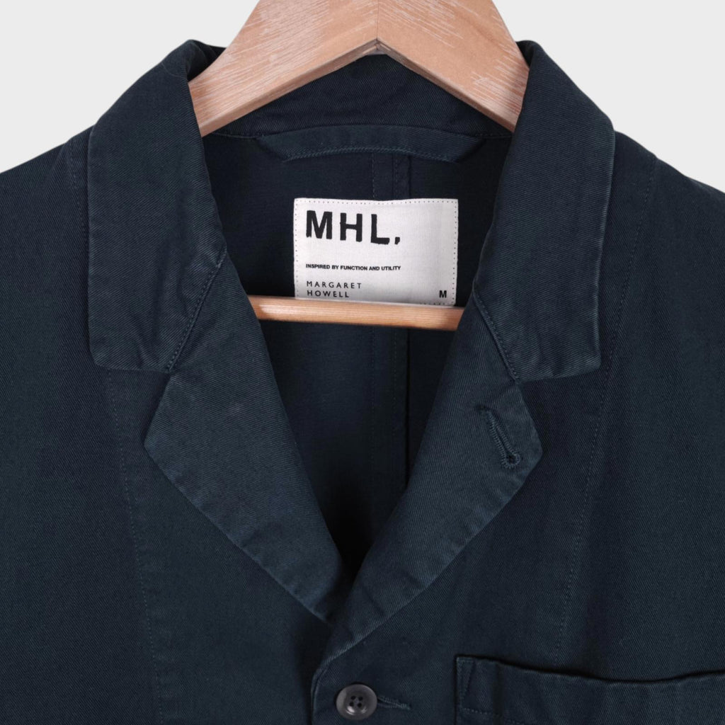 MHL MARGARET HOWELL Men's Navy Blue Cotton Twill Atelier Shop Coat