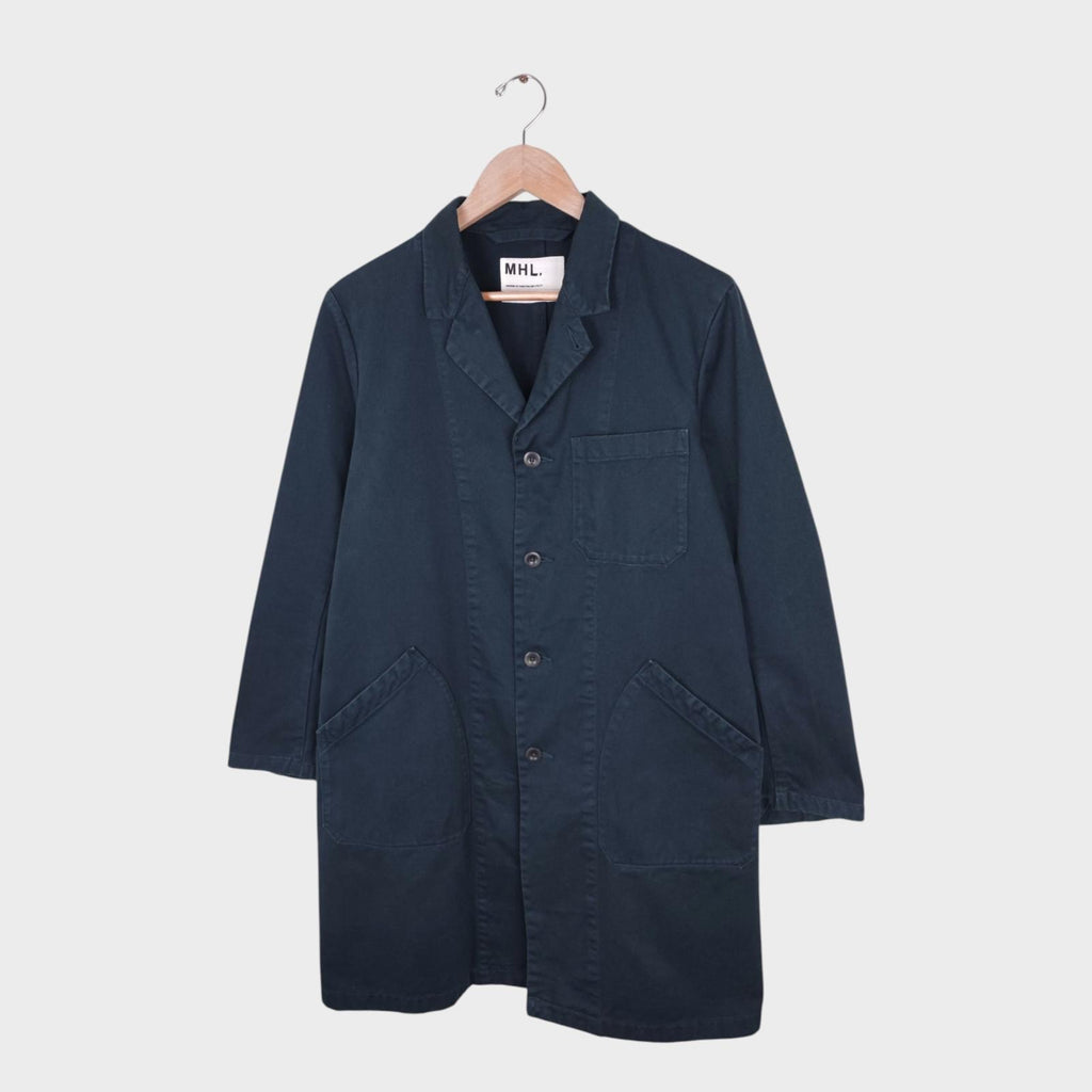 MHL MARGARET HOWELL Men's Navy Blue Cotton Twill Atelier Shop Coat