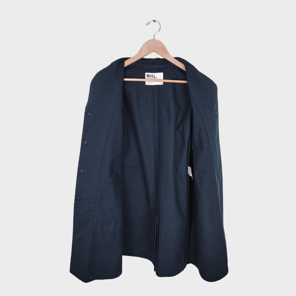 MHL MARGARET HOWELL Men's Navy Blue Cotton Twill Atelier Shop Coat