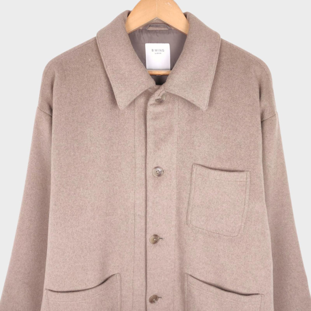 BEAMS B:MING Men's Cream Tasmania Wool Blend Chore Jacket