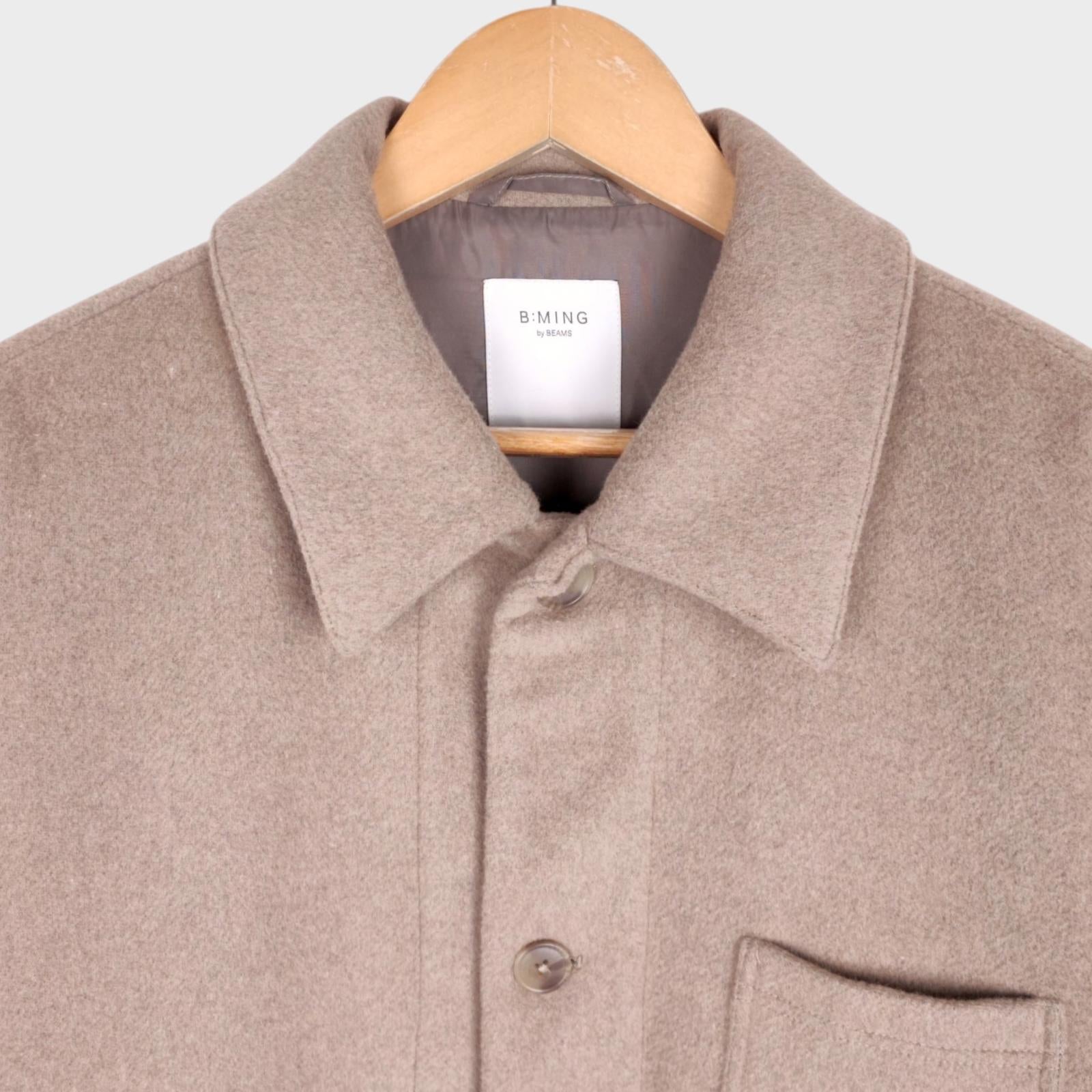 BEAMS B:MING Men's Cream Tasmania Wool Blend Chore Jacket