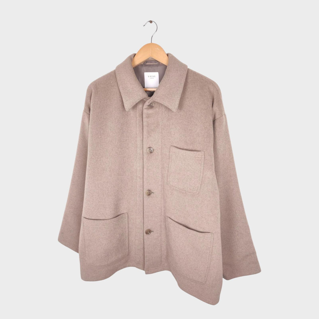 BEAMS B:MING Men's Cream Tasmania Wool Blend Chore Jacket