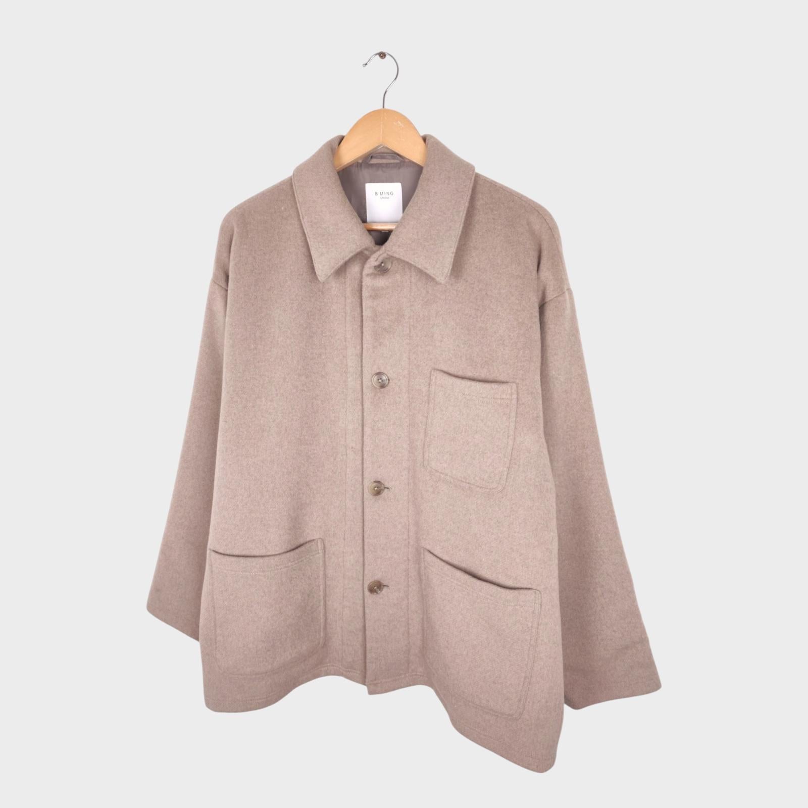 BEAMS B:MING Men's Cream Tasmania Wool Blend Chore Jacket