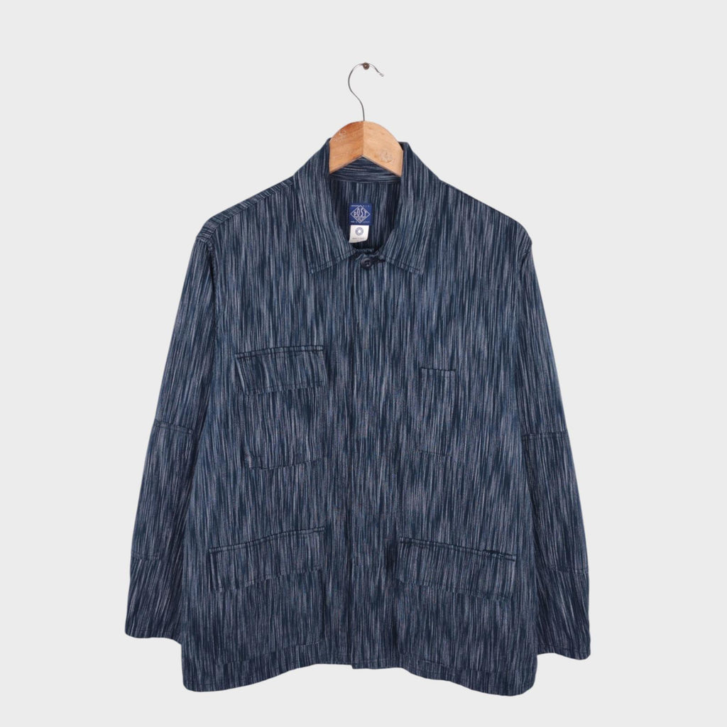 POST OVERALLS Men's Made in Japan Indigo Blue Ikat BDU-R Chore Jacket