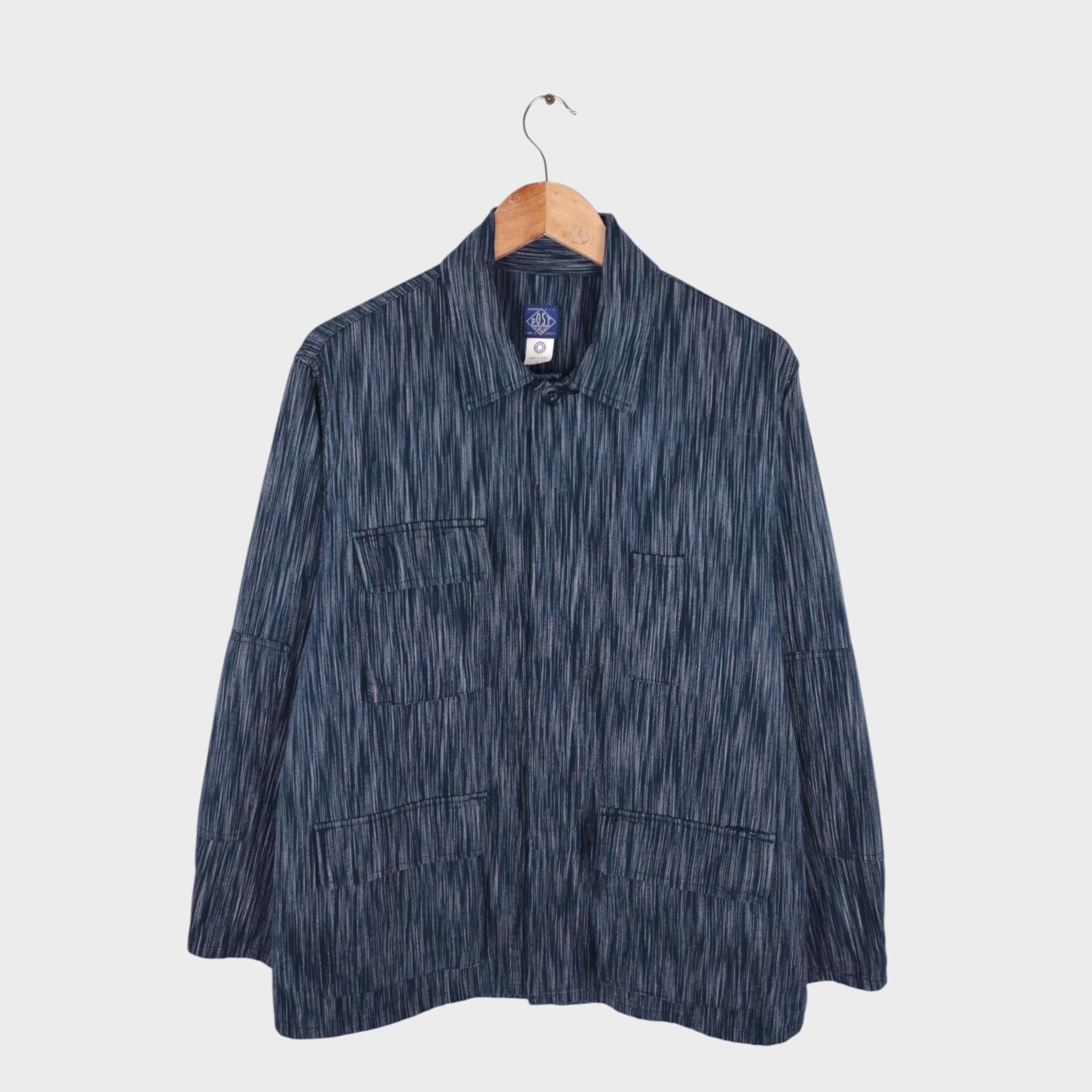 POST OVERALLS Men's Made in Japan Indigo Blue Ikat BDU-R Chore Jacket