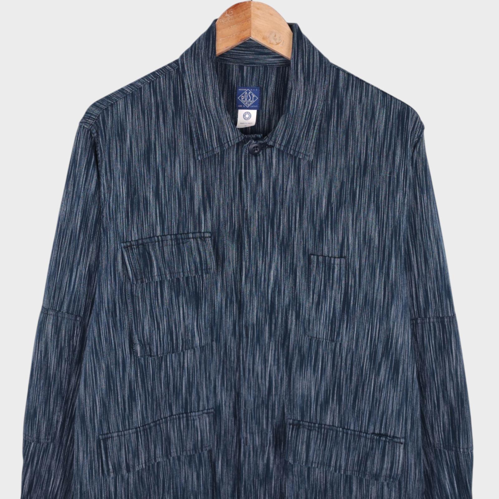 POST OVERALLS Men's Made in Japan Indigo Blue Ikat BDU-R Chore Jacket