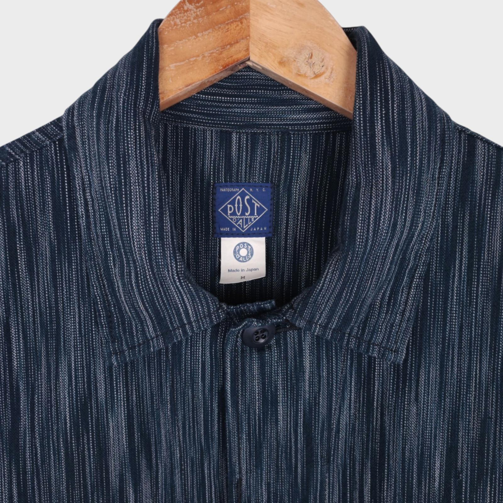 POST OVERALLS Men's Made in Japan Indigo Blue Ikat BDU-R Chore Jacket