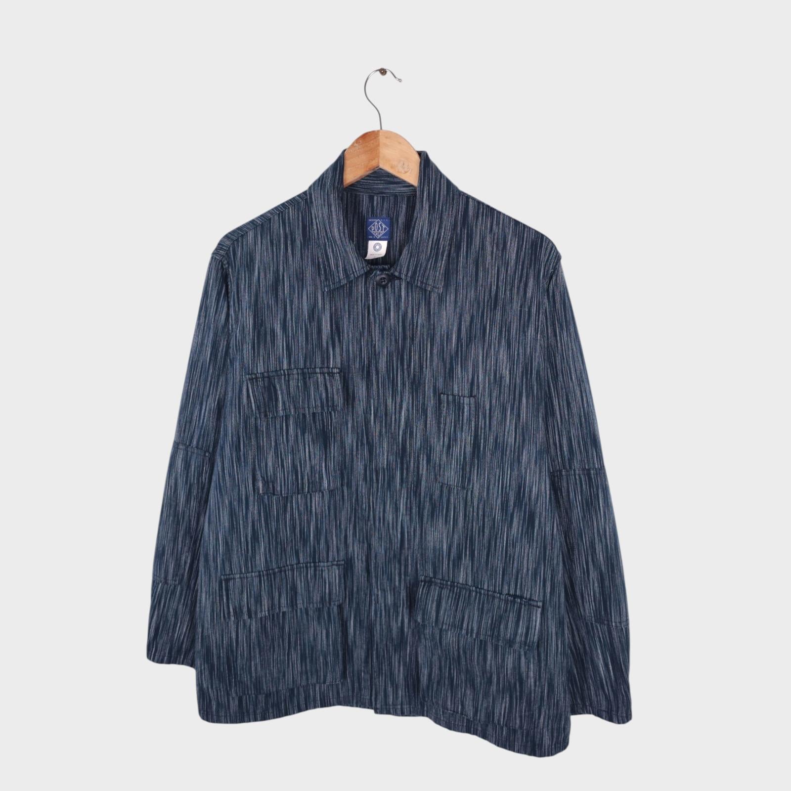 POST OVERALLS Men's Made in Japan Indigo Blue Ikat BDU-R Chore Jacket