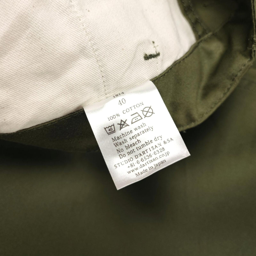 STUDIO D'ARTISAN Men's Green Made in Japan 1874 Sateen Chino Trousers