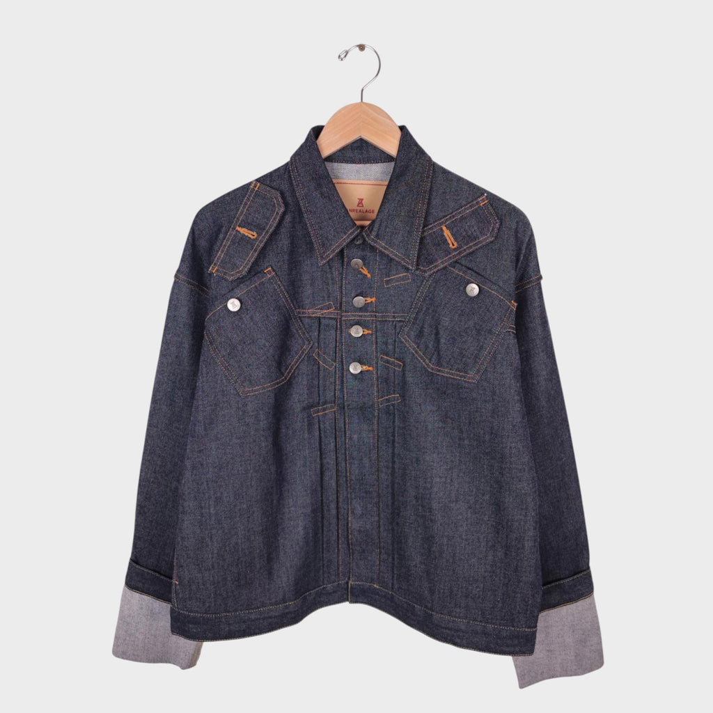 ANREALAGE Men's Blue Selvedge Denim Made in Japan Deconstructed Jacket