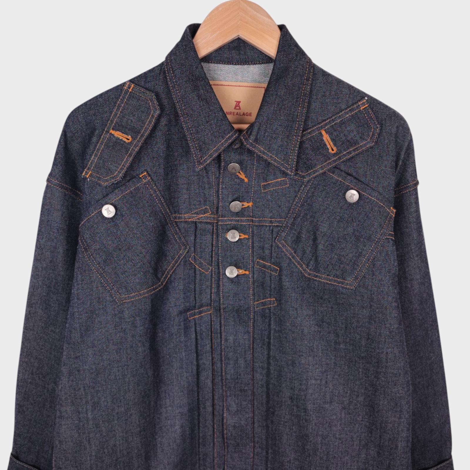 ANREALAGE Men's Blue Selvedge Denim Made in Japan Deconstructed Jacket