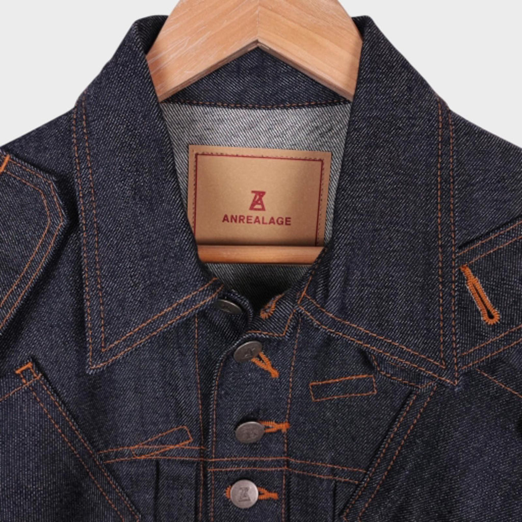 ANREALAGE Men's Blue Selvedge Denim Made in Japan Deconstructed Jacket