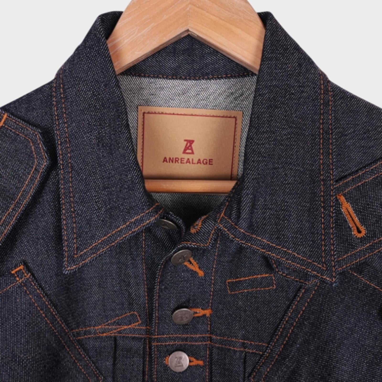 ANREALAGE Men's Blue Selvedge Denim Made in Japan Deconstructed Jacket
