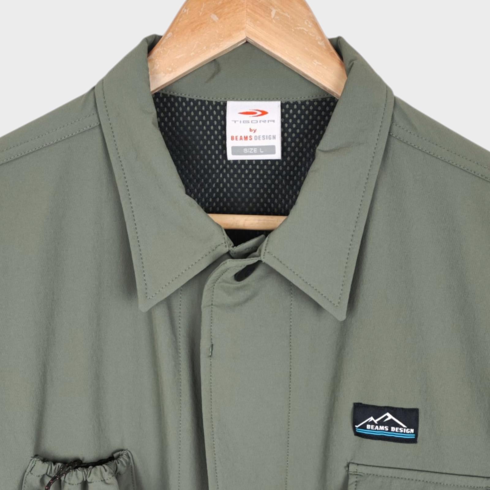 BEAMS x TIGORA Men's Green Water Repellent Utility Jacket