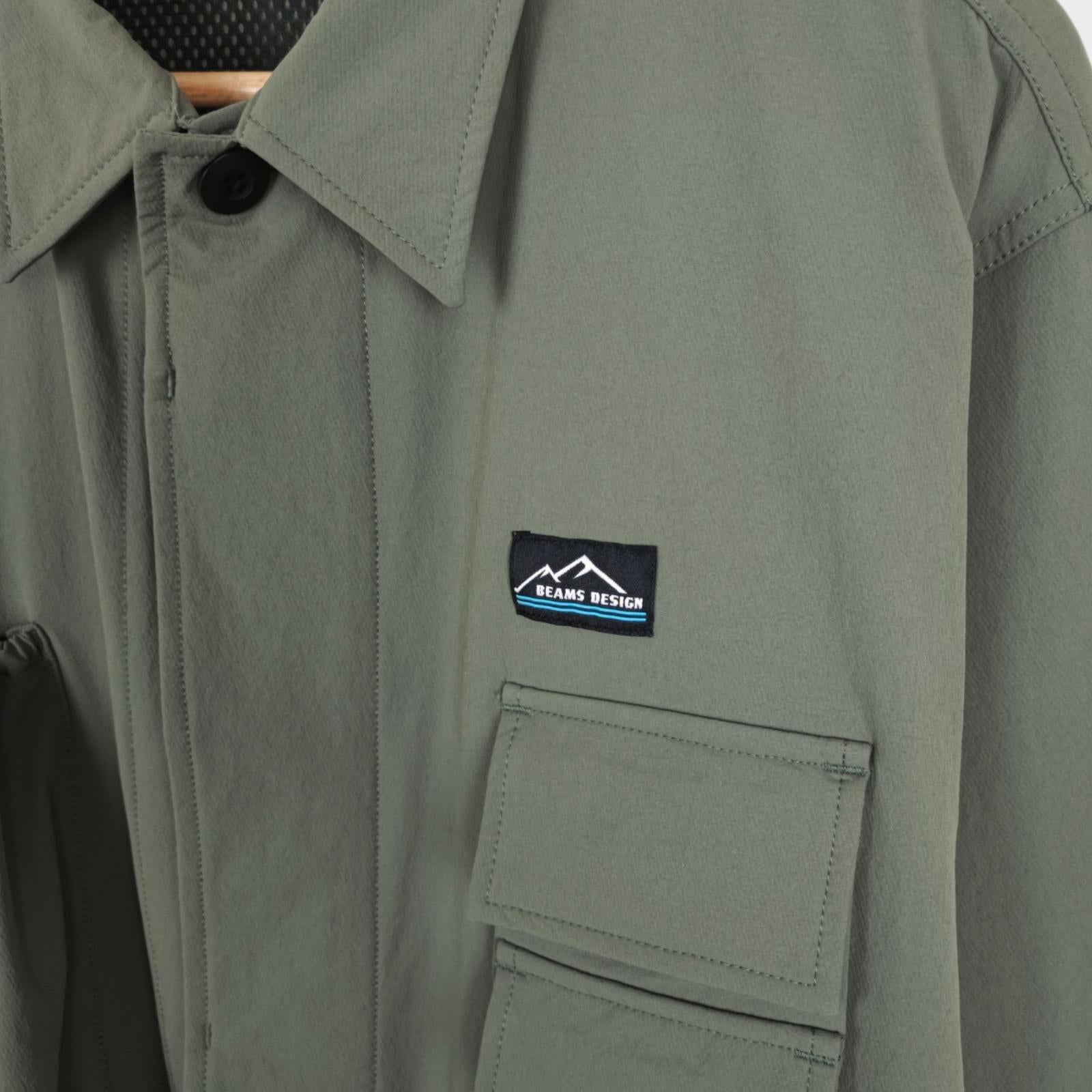 BEAMS x TIGORA Men's Green Water Repellent Utility Jacket